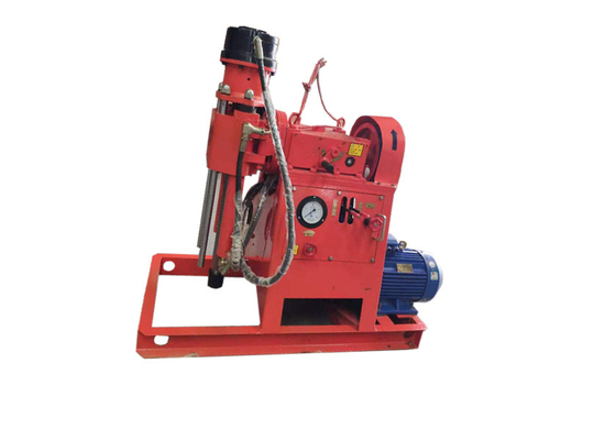 สีแดง 200m 250m แบบพกพาไฮดรอลิกเจาะน้ำดีเจาะ Rig Borehole Machine